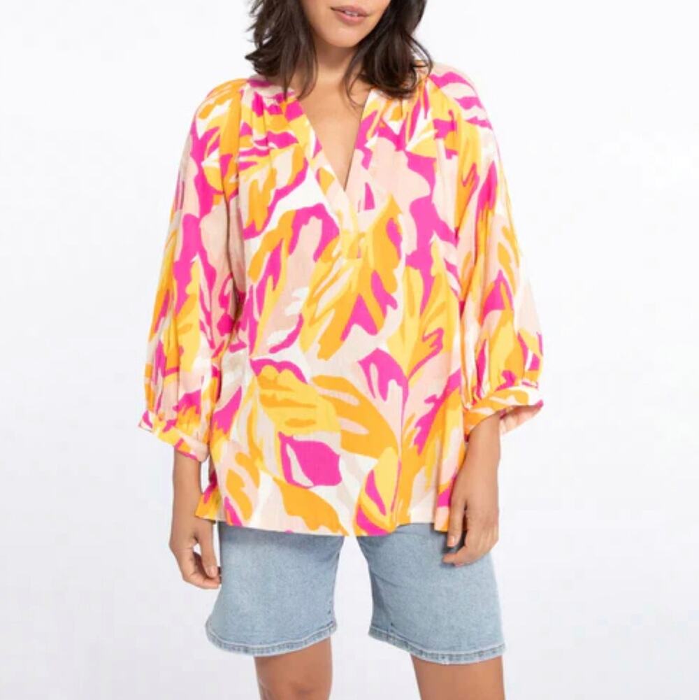 Sanctuary Clothing Women's Island Tunic Make A Splash Pink Yellow Orange Size 2X - Picture 1 of 6